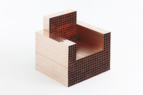 Fauteuil carrés de cuivre par kyouei design