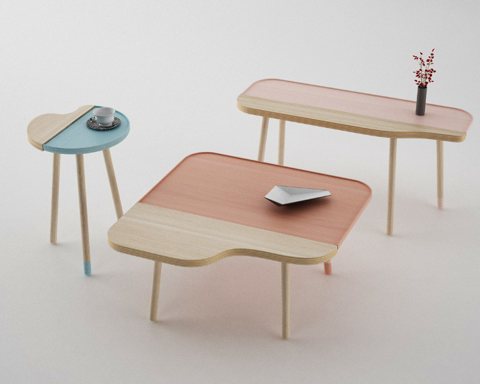 Tables bicolores Bito par Nicola Conti