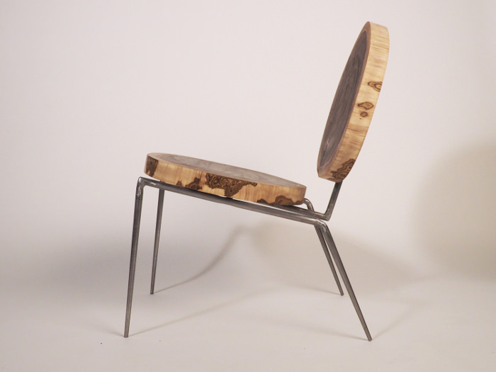 Walnut Steel Lounge Chair par Daniel Kaufman