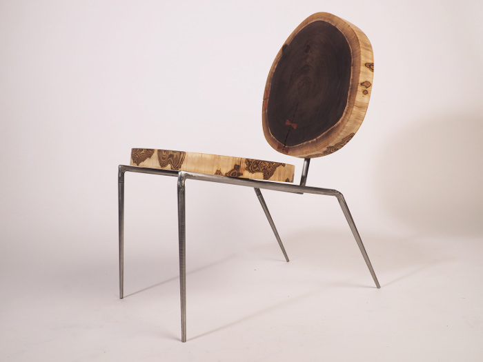 Walnut Steel Lounge Chair par Daniel Kaufman