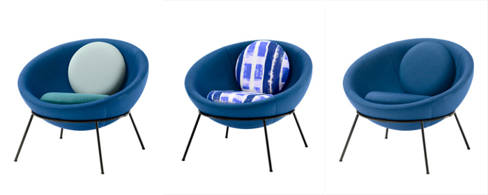 Réédition Bowl Chair par Arper - Déclinaison de Bleus