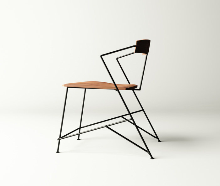 Power design Chair métal et bois par Mario Tsai