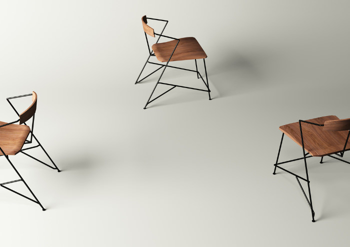 Power design Chair métal et bois par Mario Tsai