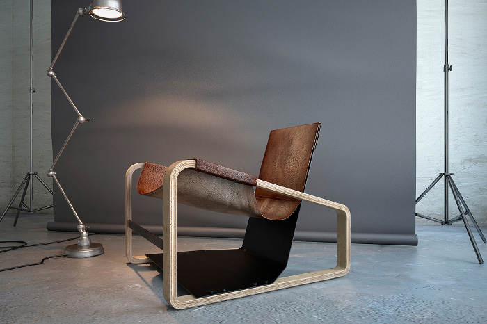 Alone chair bois métal cuir par Zooi Design