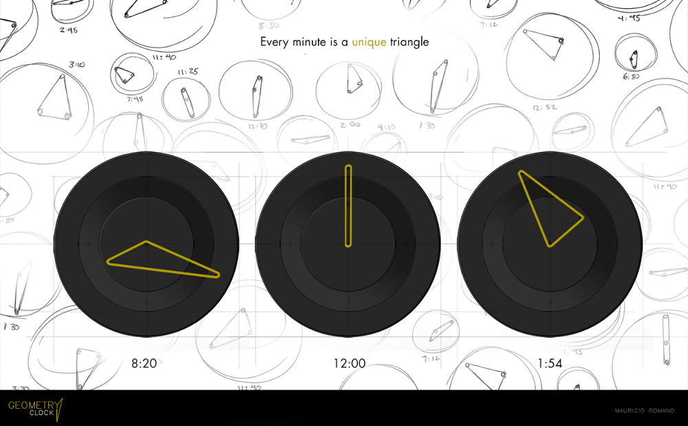 Geometry clock horloge minimaliste par Mauricio Romani
