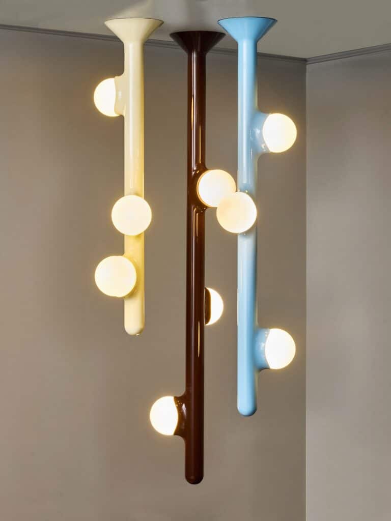 Lumière sculptée et esthétique chromatique : les suspensions KOSKA × GLUSTIN