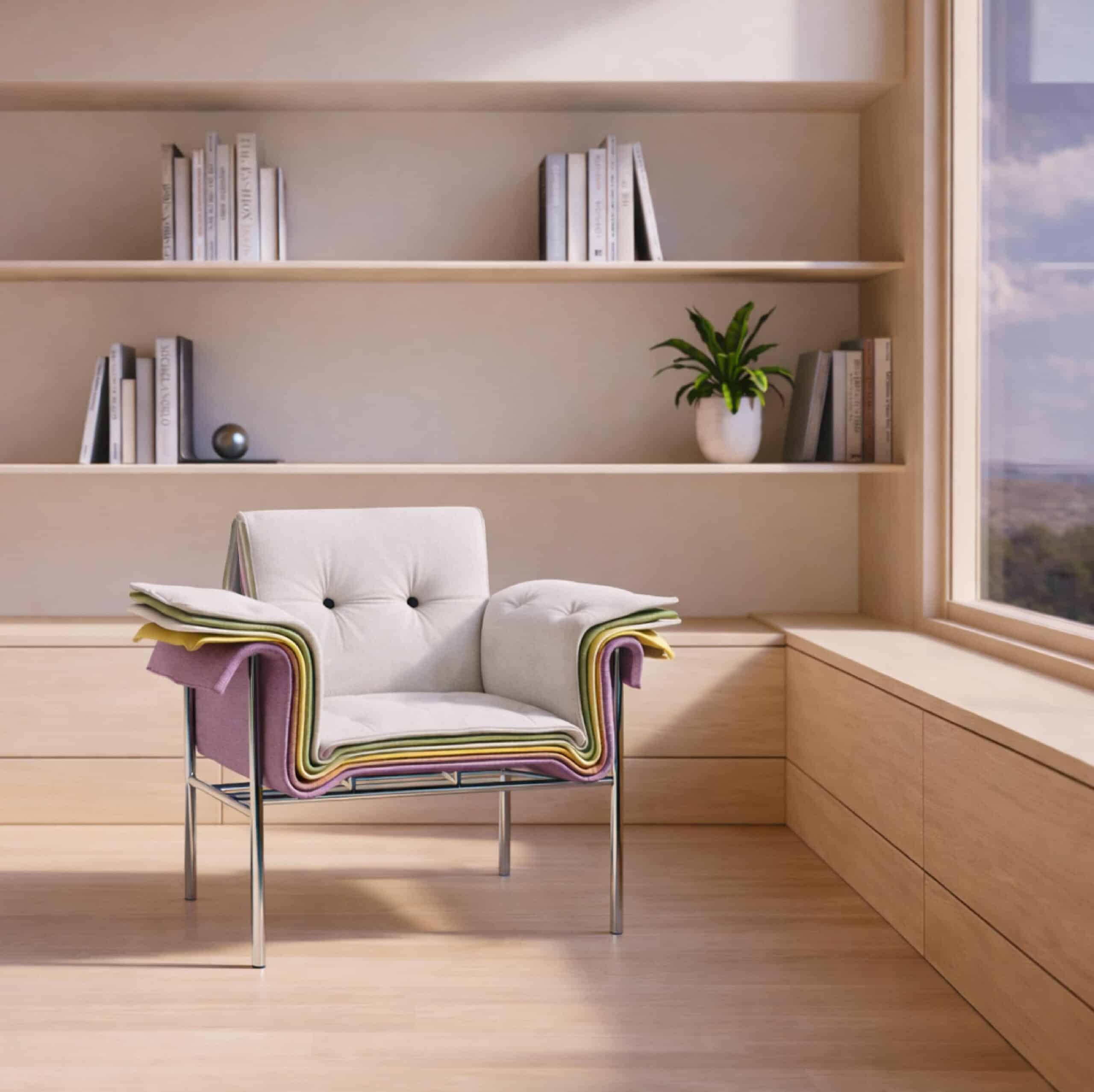 Quand le nuancier devient chaise : Kartela célèbre la superposition textile Quand le nuancier devient chaise : Kartela célèbre la superposition textile