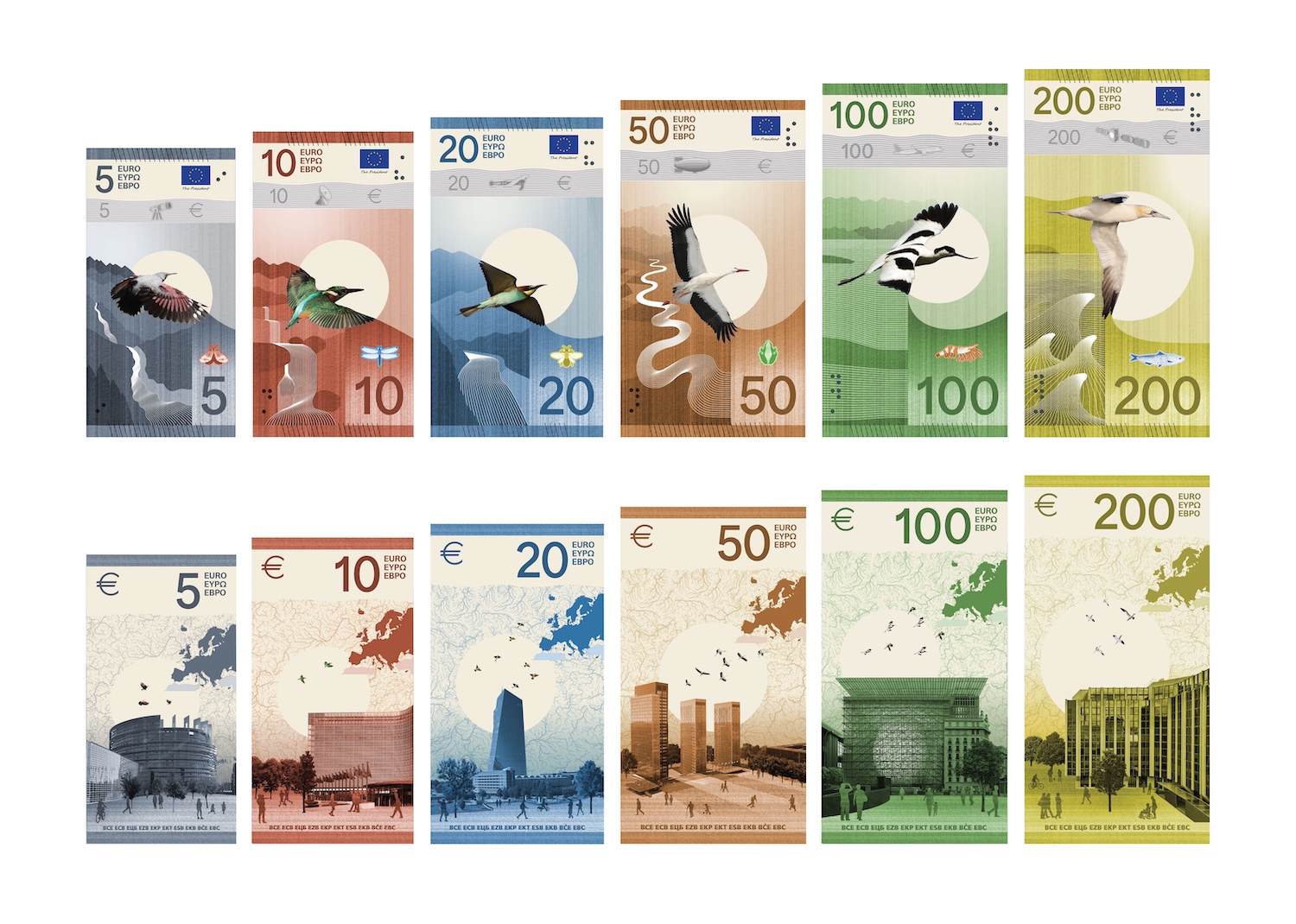 EU Banknotes : le Studio Idaë dessine des billets en euros traversés par le vol des oiseaux